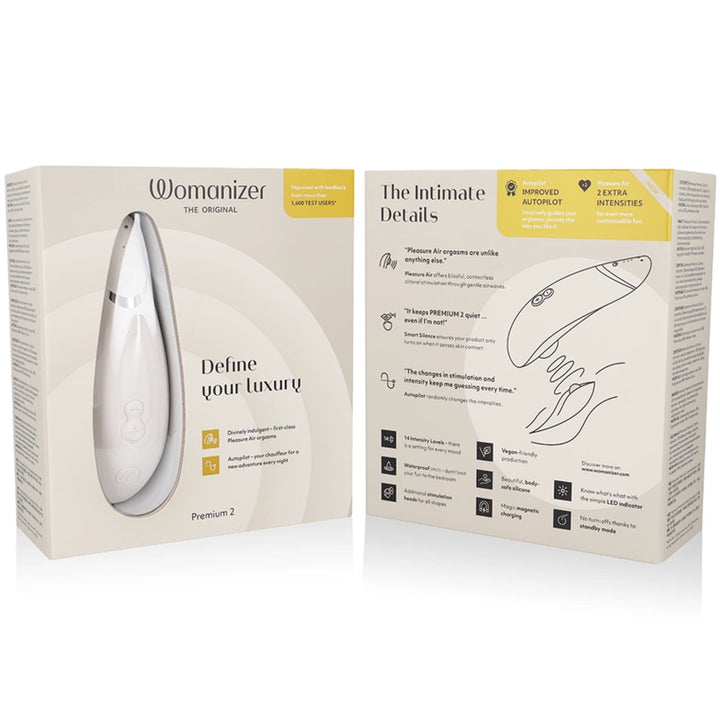 Womanizer Premium 2 - air stimulator, grey, 14 levels, IPX7
