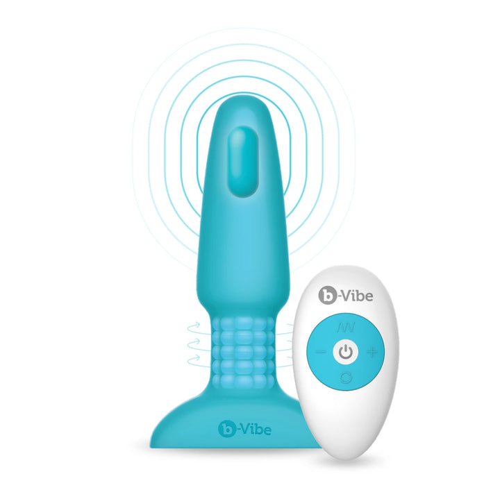 b-Vibe Rimming Plug 2 Teal - zdalnie sterowany system rotacyjny, silikon