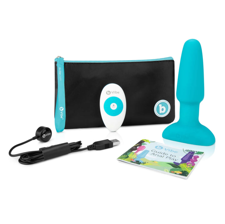b-Vibe Rimming Plug 2 Teal - zdalnie sterowany system rotacyjny, silikon