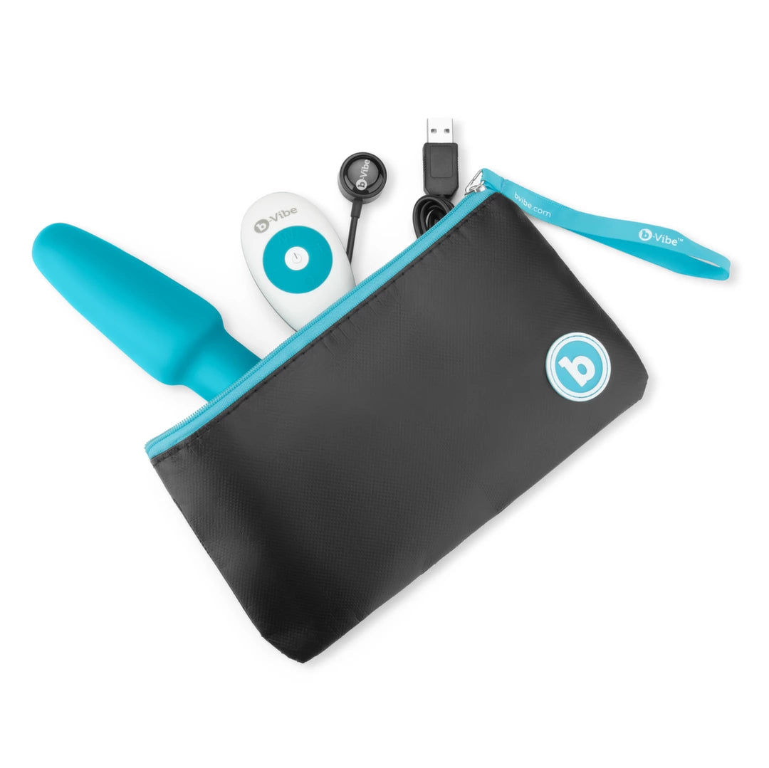 b-Vibe Rimming Plug 2 Teal - zdalnie sterowany system rotacyjny, silikon