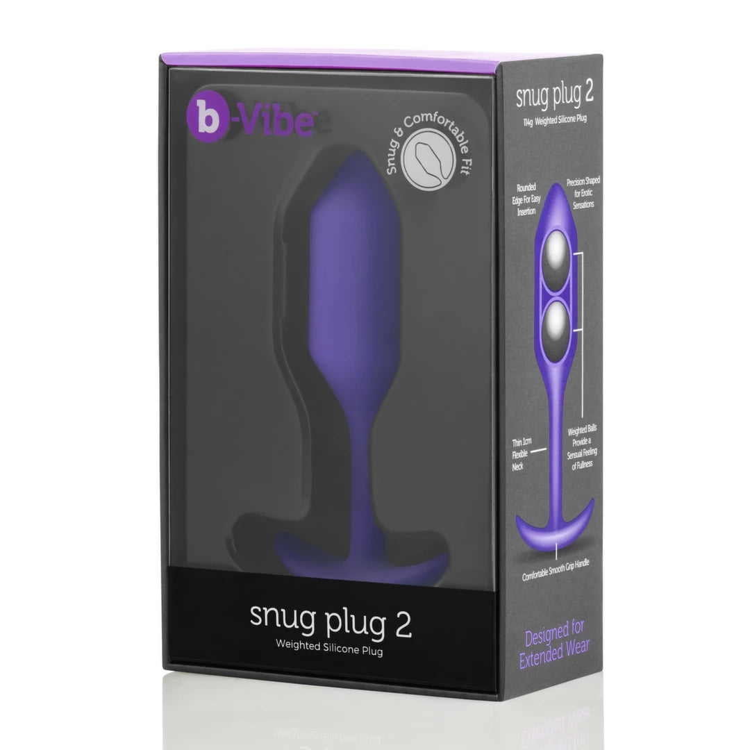 b-Vibe Snug Plug 2 Purple - anatomical silicone model, size M