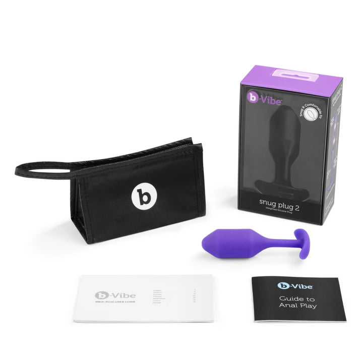 b-Vibe Snug Plug 2 Purple - anatomical silicone model, size M