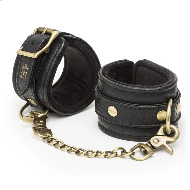 Fifty Shades of Grey Bound to You wrist cuffs, eco-leather, gold hardware