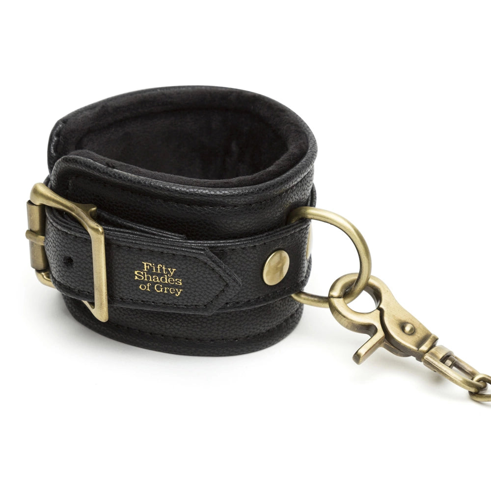 Fifty Shades of Grey Bound to You wrist cuffs, eco-leather, gold hardware