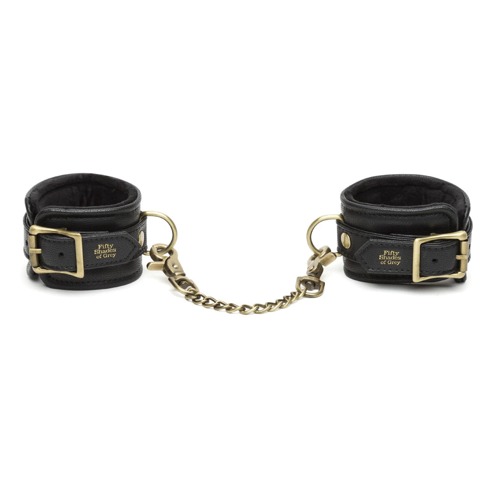 Fifty Shades of Grey Bound to You wrist cuffs, eco-leather, gold hardware