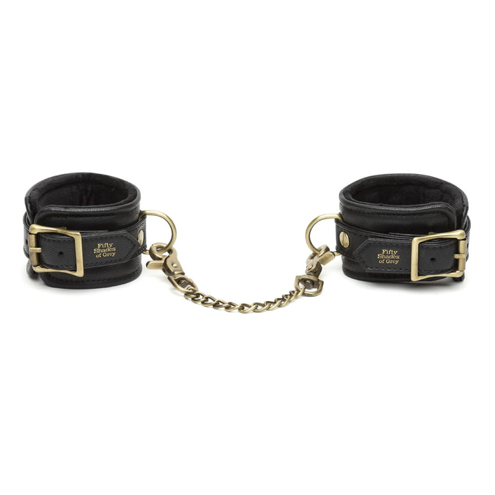 Fifty Shades of Grey Bound to You wrist cuffs, eco-leather, gold hardware