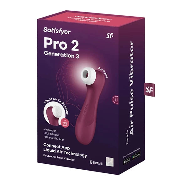 Satisfyer Pro 2 Generation 3 Red - System Air Pulse, aplikacja, 2 nakładki