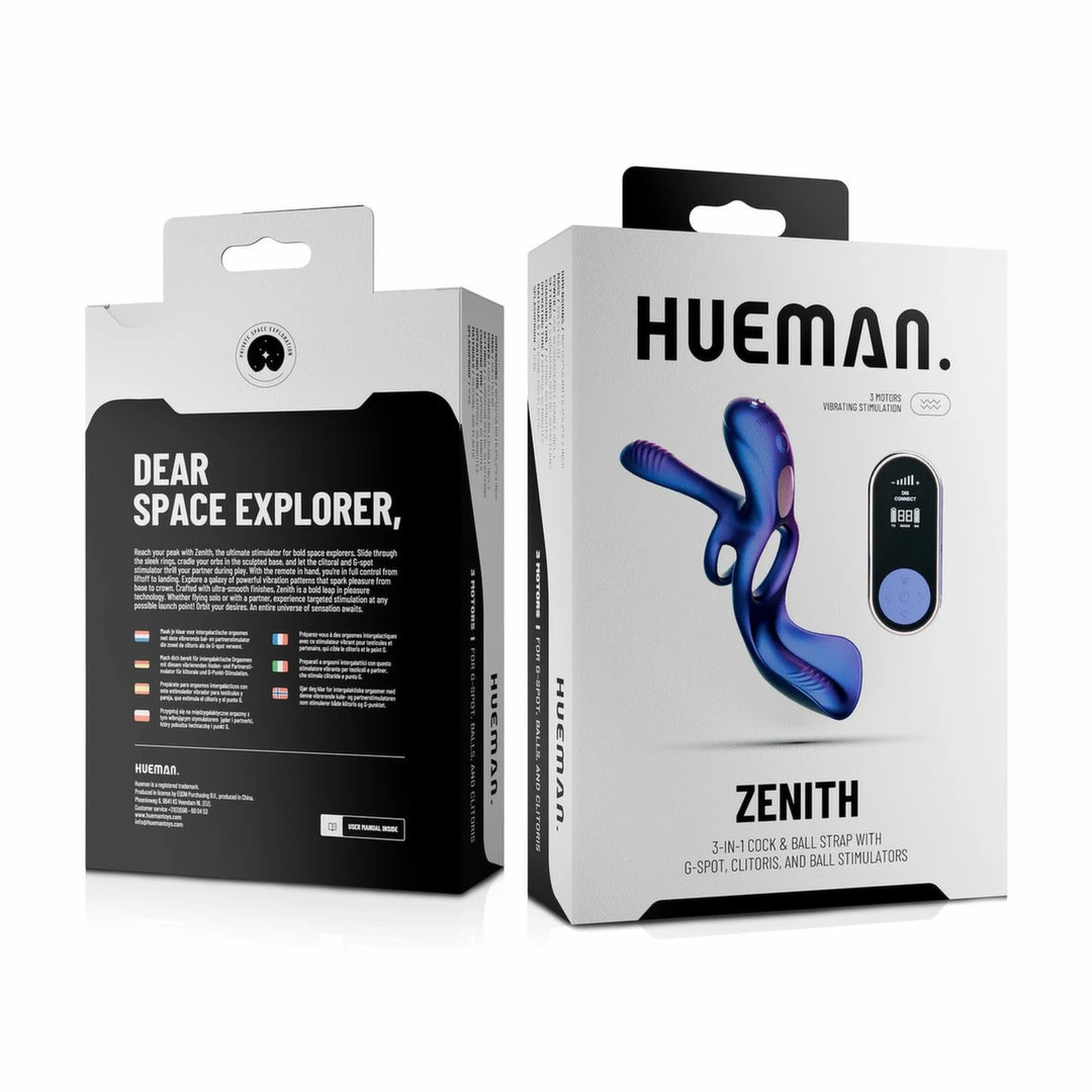 Hueman Zenith - Intimate Ring with Massage Function and Remote Control Purple