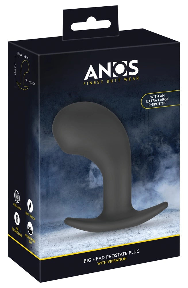 ANOS Big Head Prostate Plug silicone massager with USB vibrations 10 modes