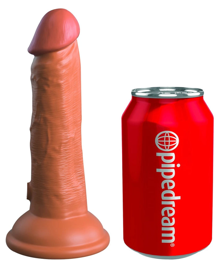 King Cock Elite Elite Vibrator silikonowy z przyssawką i pilotem 15cm ciemny