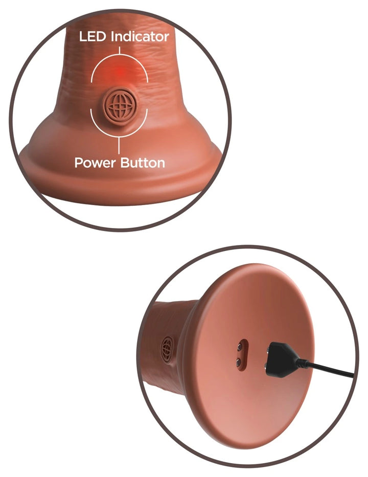 King Cock Elite Elite Vibrator silikonowy z przyssawką i pilotem 15cm ciemny