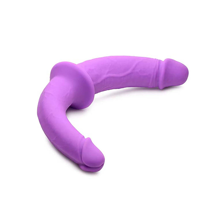 XR Brands Strap-On silikonowy dwustronny z uprzężą, model anatomiczny